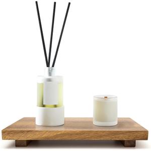 Medium 12" Acacia Wood Riser Pedestal Stand  Farmhouse Wood Display Riser for Kitchen and Bathroom Dcor - Counter Display, Plant Stand, Jewelry Holder, Vanity Tray, Candle Stand (M:12"x7"x1.57")