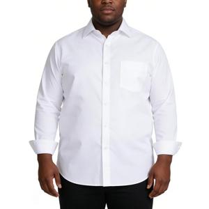 Mens Big and Tall Dress Shirts Button Down Shirts Long Sleeve Shirt from Size S to 6XL(T) (White)