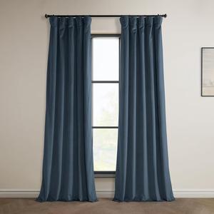 HPD Half Price Drapes Heritage Plush Velvet Curtains 96 Inches Long Room Darkening Curtains for Bedroom & Living Room 50W x 96L, (1 Panel), London Blue