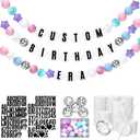 Simgoing Giant Friendship Bracelet Garland Kit, DIY Birthday Banner Kit with Letters Ball Customizable Jumbo Garland for Back to School Wedding Party Decor(Macaron)