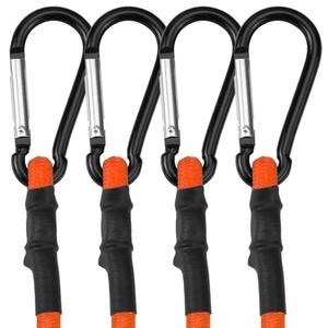 WORKPRO 24 Inch Bungee Cords with Hooks, 4 Pack Superior Rubber Heavy Duty Bungee Straps Strong Elastic Rope for Outdoor Tent, Luggage Rack, Camping, Cargo, RV, Bike, Transporting, Storage, Orange