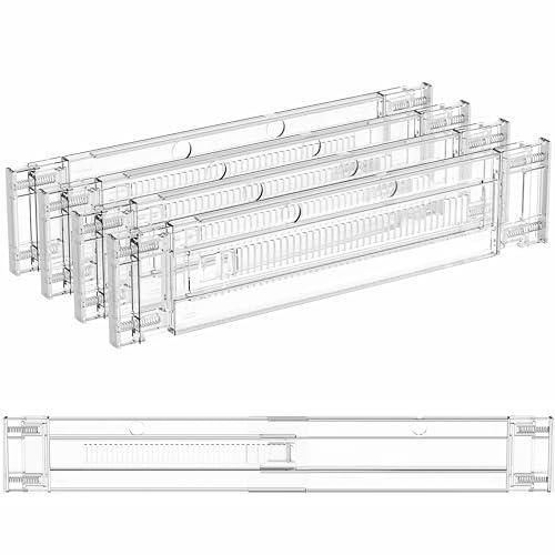 Yieach 4 Pack 3.2 Inch Shallow Acrylic Drawer Dividers for Clothes,Expandable Deep Dresser Dividers From 15 to 21'',Adjustable Drawer Separators for Dresser,Nursery and Baby Clothing,Sock,Underwear
