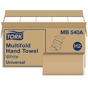 Tork Multifold Hand Towel White H2, Universal, 100% Recycled Fibers, 16 x 250 Towels, MB540A Tork Multifold Hand Towel White H2, Universal, 100% Recycled Fibers, 16 x 250 Towels, MB540A