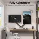 EVEO Premium Dual Monitor Mount 14"-32 Dual Monitor Arm VESA Bracket Adjustable Height Gas Spring Dual Monitor Stand, Screen Full Motion Dual Monitor Arm-Computer Monitor Stand for 2 Screens - Black