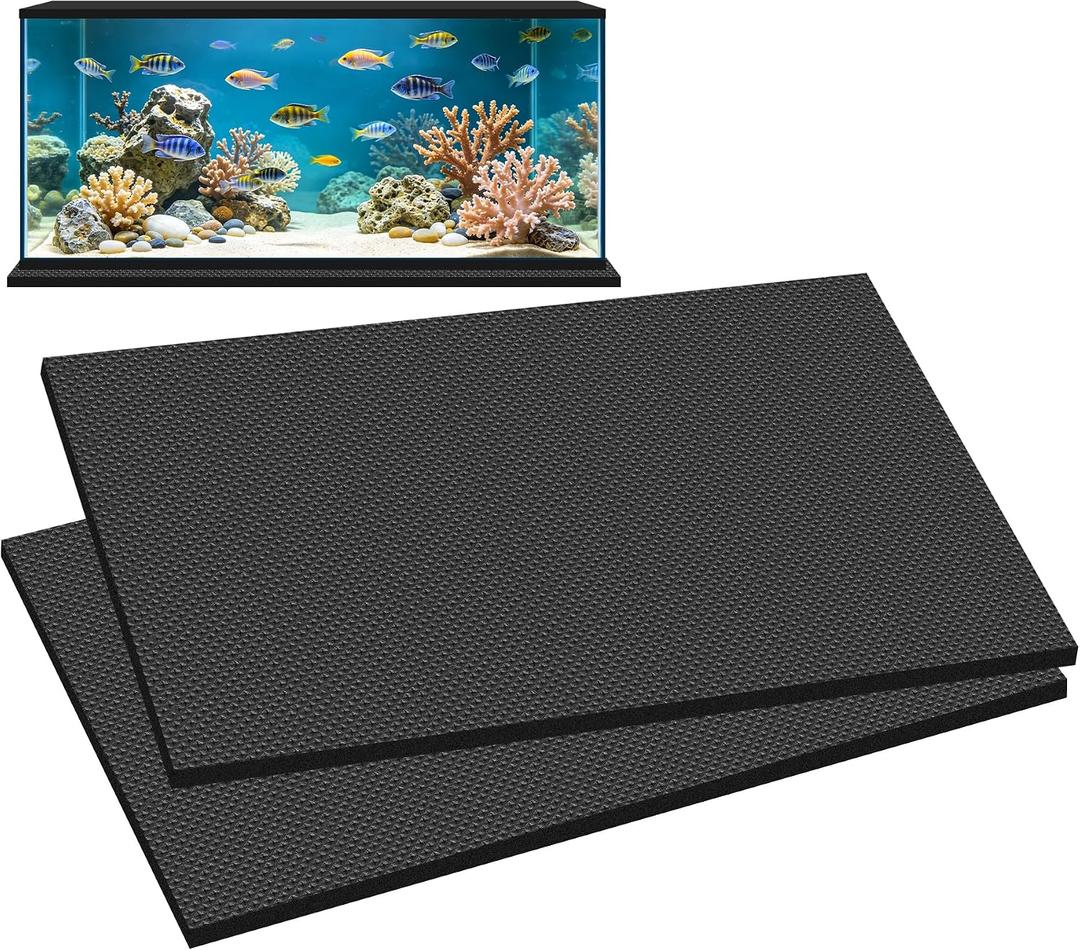ToLanbbt 2PCS Aquarium Leveling Mat for Under Tank, 48" x 24" x 0.2" Neoprene Foam, Non-Slip Shockproof Self Leveling Fish Tank Mat, Easy to Cut, Water Compressible Mat for Uneven Surfaces, Black