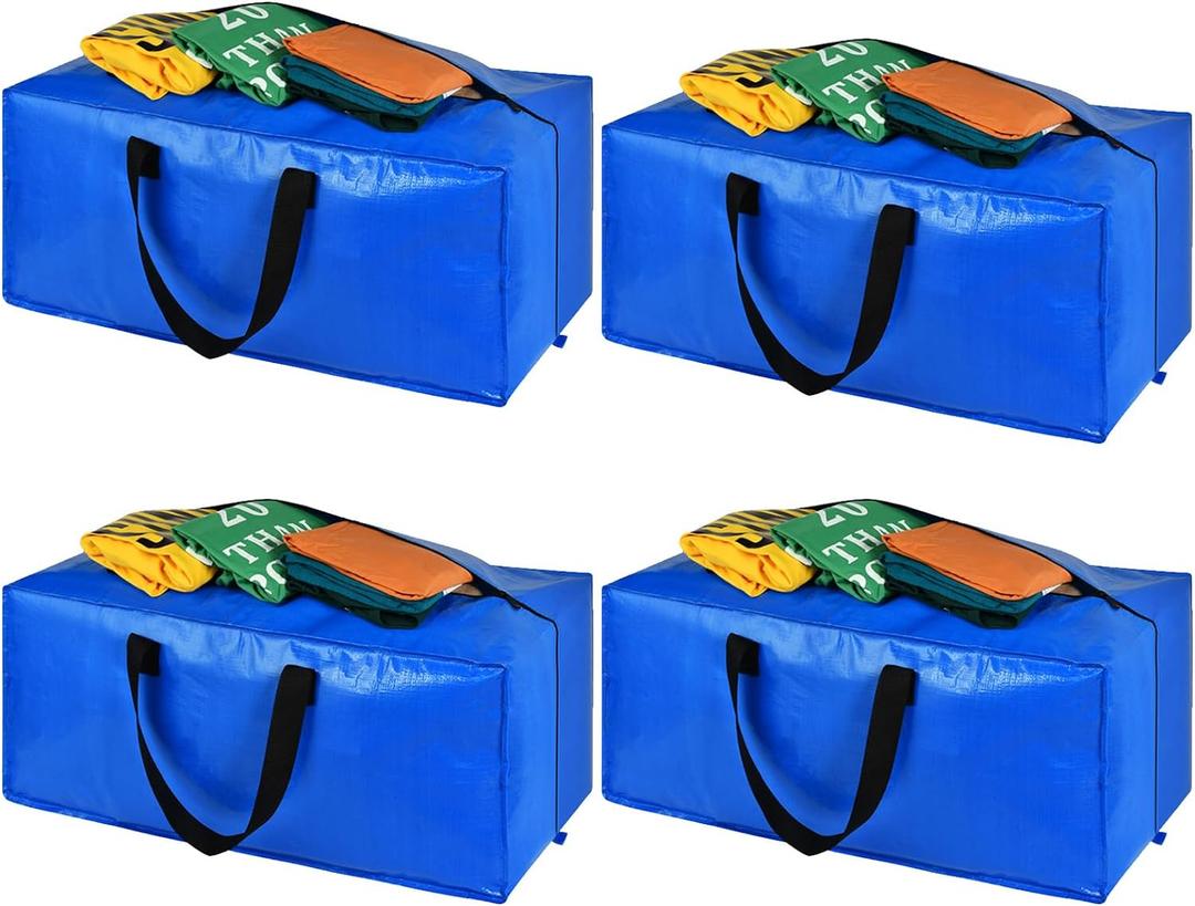 Heavy Duty Large Storage Bags, XL Blue Moving Bags for College Dorm Room Essentials, Moving Supplies Compatible with IKEA Frakta Cart, 4 Packs