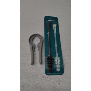 Set of 2: Jar Opener For Weak Hands +  Reduce Deluxe Straw & Bottle Cleaner