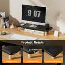Monitor Stand Riser, 24 Inch Wood Desk Organizer with Monitor Stand & Storage Computer Monitor and Laptop Riser Multifunctional Laptop Stand Desk Organizer for Office Home Screen/Laptop/PC (Black)