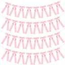 Tegeme 4 String of 32 Pcs Pink Bow Garland Banner Decoration, Preassembled Satin Ribbon Bow Party Decorations for Birthday Valentine's Day Bridal Shower Wedding Baby Shower Engagement Bows Party