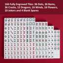 Jongyance American Mahjong Set with Blue Carrying Bag, 166 White Tiles, 4 All-in-One Rack/Pushers, Mahjong Tiles Set (Ma Jong, Mah-Jongg, Majiang)