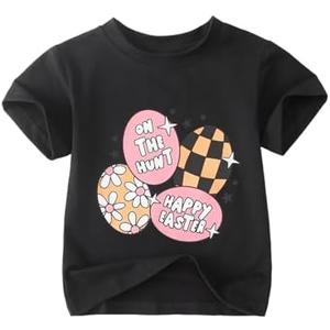 GLIGLITTR Toddler Easter Shirt for Baby Girls Happy Easter Eggs T-Shirt Short Sleeve Funny Floral Print Graphic Tees Tops 110