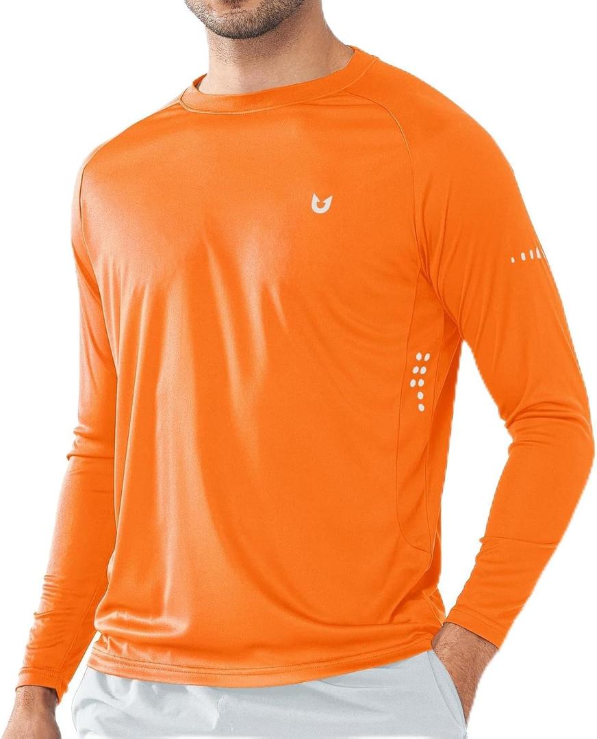 NORTHYARD Men's Sun Protection Shirts UPF 50+ Long Sleeve Swim Rash Guard Shirt Running Workout Athletic Hiking UV Fishing (Orange, M)