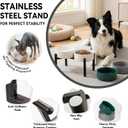Dog Bowls Elevated - Ceramic Raised Dog Bowl with Non Slip Steel Stainless Stand - No Spill and Heated Feeding Station - Food and Water Dish Set for Medium to Large Pet - Each Holds 7.5 Cups White