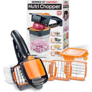 Nutrichopper Vegetable Chopper with Fresh-Keeping Container - Multi-Purpose Food Chopper, Onion Cutter, Egg Slicer, Stainless Steel Blades - Chops, Slices, Dices, Wedges for Kitchen and Vegetable Use