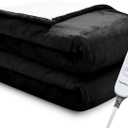 Electric Blanket Throw 50"x60" Heated Electric Blankets 10 Heating Levels 12 Time Settings 3 Hours Auto Off Fast Heating and Overheat Protection ETL Certified Machine Washable,Black