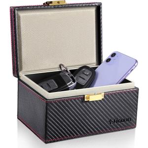 TICONN Faraday Box, Car Key Fob Protector, Carbon Fiber Signal Blocker for Keyless Fob, RFID Signal Blocking Pouch Cage