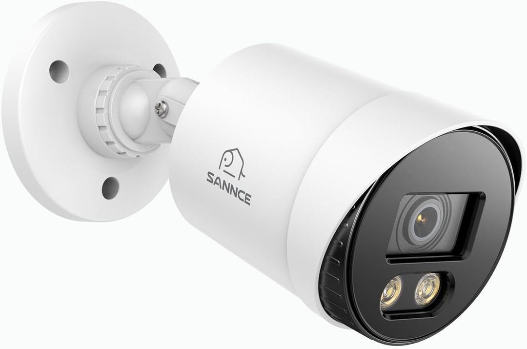 SANNCE Full Color Night Vision 1080P TVI Bullet Wired Security Camera,2 Warm Lights, IP66 Weatherproof for Indoor Outdoor Use, 100ft Clear Full Color Night Vision, Only a Camera, No Power Supply