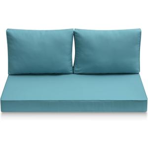 Outdoor Loveseat Cushions, 48 x 24 x 4 Inches Waterproof Fade Resistant Cushion Set for Couch, Bench and Swing (Lake Blue)