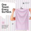 Fiesta Stripe 100% Cotton Dish Towels Set of 12, Large 18x26 Inch, Quick Dry, Absorbent & Reusable for Cleaning, Cooking, Kitchen Decor, Machine Washable, Rose Pink & Lavender