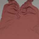 Womens Lace Patchwork Sexy Deep V Neck Knitted Vests Summer Camis Tank Tops (Large, Dark Pink)