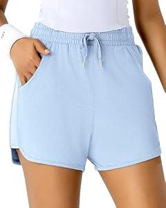 Leapstride Sweat Shorts for Women - Athletic Workout Runing Dolphin Shorts with Pockets for Gym Lounge Summer, X-Small, Ice Water Heather