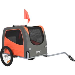 VEVOR Dog Bike Trailer, Supports up to 66 lbs, Pet Cart Bicycle Carrier for Small & Medium Dogs, Easy Folding Frame with Quick Release Wheel, Universal Bicycle Coupler, Reflector, Flag, Internal Leash