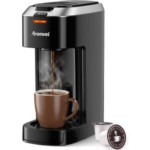 Single Serve Coffee Maker for K Cup Pods, One Button Coffee Maker, 6-14oz Brew Sizes, Fits Travel Mug, Compact for Small Kitchen, Office, Dorm, RV, Silver