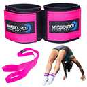 Myosource Kinetic Bands Tumble Pro X Ankle Straps Kit – Cheerleading Standing Tumbling Equipment, Gymnastics Backhandspring Trainer – Includes Flexibility Stunt Stretch Strap – Pink
