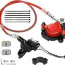 Left Hydraulic Disc Brake Caliper 50" Hose Tube Master Cylinder Brake Pad Kit for Baja Doodle Bug DB30 Blitz for Predator 79CC 97CC 100CC 212CC 2.8hp Mini Bike Dirt Bike Red