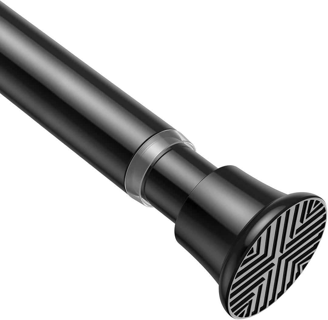 AIZESI Black Adjustable Tension Shower Curtain Rod, 31-77 Inch Spring No Drill Stainless Steel Shower Rods for Bathroom Closet Window Rust Resistant Non-Slip