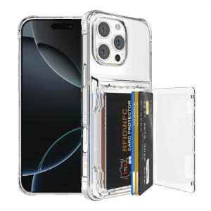 for iPhone 16 Pro Max Clear Wallet Case with RFID Blocking Card, Up to 5 Cards, Hybrid Protective Case with Card Holder, TPU + PC, Anti-Yellowing, 6.9" 2024