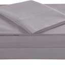 Twin Percale Bed Sheets, 200 Thread Count Cotton Polyester Blend Sheet Set,Wrinkle Free,Breathable,Crisp Refreshing Feeling, 60 Cotton 40 Polyester Cotton Rich Sheets 3 PC(Lavender Gray, Twin)