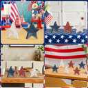 COCHIE 4th of July Decorations Wooden Star Set of 6, Labor Day Decor, Patriotic Memorial Day Tiered Tray Decor, Red White and Blue Veterans Day Decorations for Home Office Table Shelf (Retro Solid)