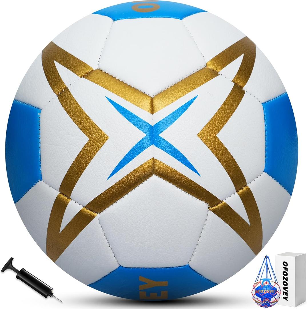 Soccer Ball Size 3,4,5 Two Pack,Classic Indoor Outdoor Soccer with 1 Pump 2 Net Bag and 2 Needle,Long-Lasting for Training, Games, Outdoor & Indoor Play Ideal Gift for Boys Girls Youth Adult
