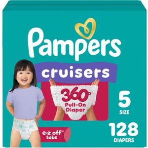 Pampers Diapers - Cruisers 360 - Size 5, 128 Count, Babyproof up to 100% Leakproof Pull-On Diaper
