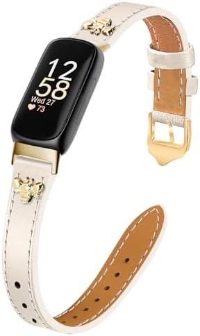 Slim Leather Bands Compatible with fitbit inspire 3 bands, Charms, Feminine Design for fitbit inspire 2/1