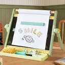 Tiny Land Tabletop Kids Art Easel, 5-Level Magnetic Drawing Board
Wooden Easel with Whiteboard & Chalkboard, Locking Button, Anti-Slip Base, Storage Tray, Learning Toy for Ages 3+, Green