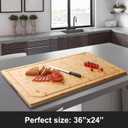 36 x 24 Extra Large Bamboo Cutting Board for Kitchen, Cutting Board Stove Top Cover with Handle, Butcher Block Chopping Board with Juice Groove, Large Charcuterie Board Over the Sink