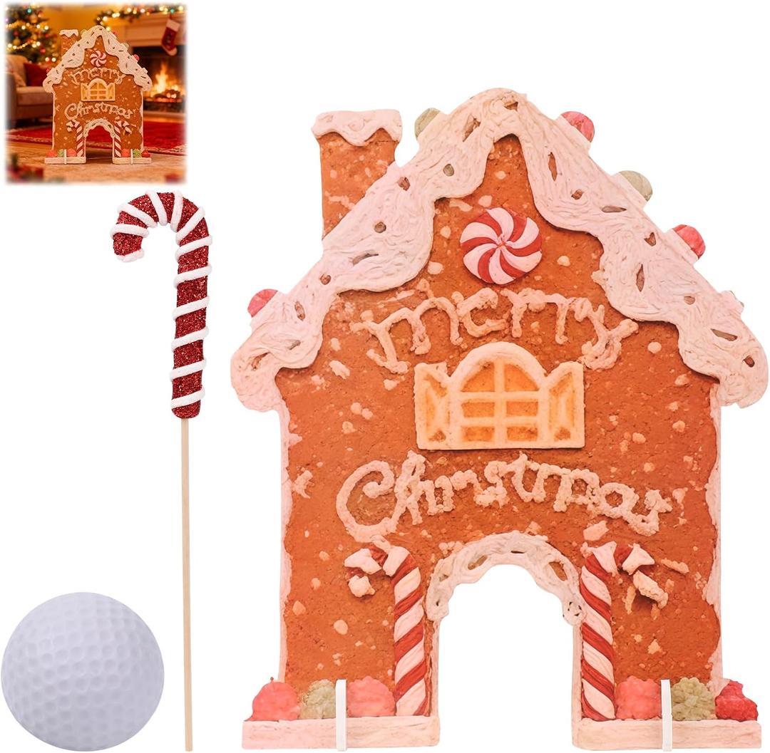 Berthg Gingerbread Golf Game Set: Mini Golf Course & Golf Board Game with Candy Cane Putter, Fun Christmas Party Game for Adults