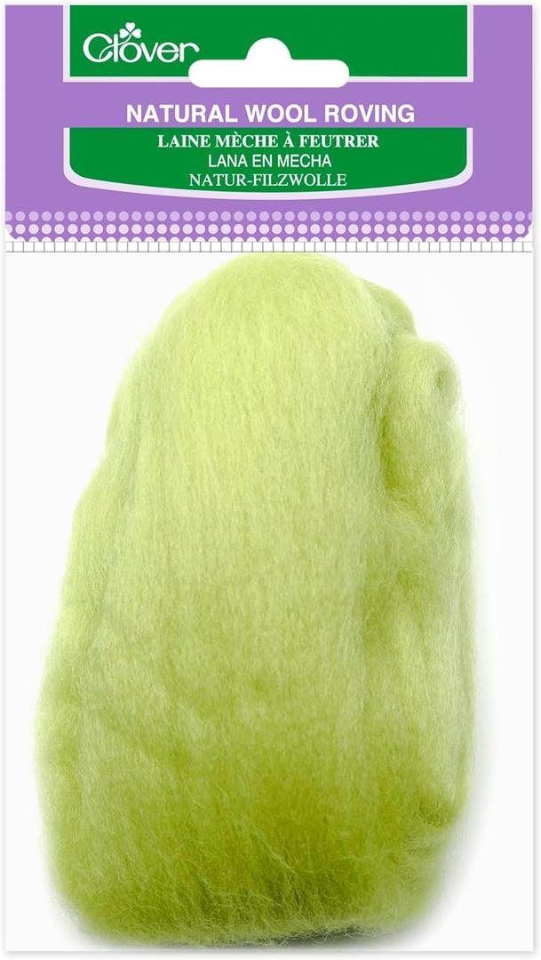 Clover Natural Wool Roving .3oz - Lime Green