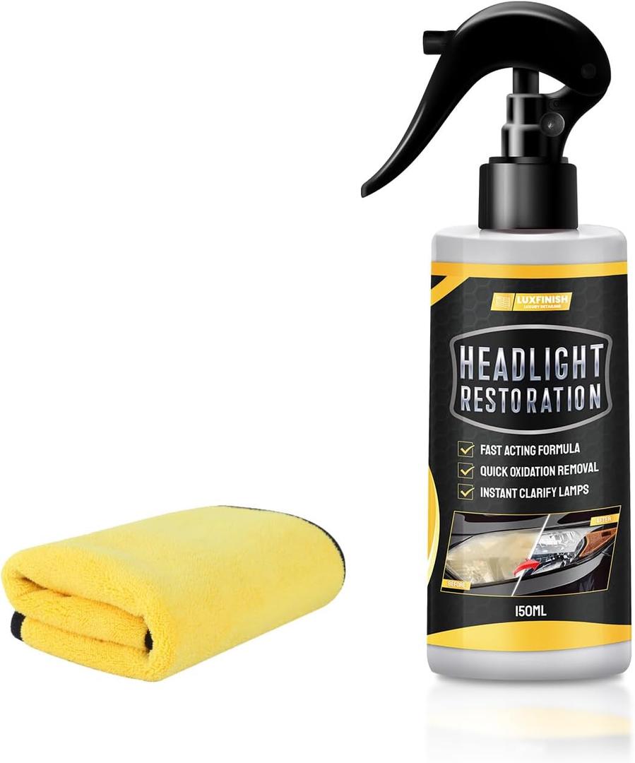 Headlight Restoration Kit, Instantly Restores Yellowing, Oxidation and Cloudy, Brings Headlights Back to Like New Condition, Long-Lasting Protection & Shine for All Cars Lamps - 5oz/150ml