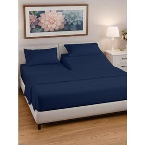 Split Head King Sheets Set - Top Split King Sheets for Adjustable Beds, Easy-Fit Split Head King Mattress - Flex Split Top King Sheets, Easy-Fit, Breathable, Deep Pocket Split King Sheets - Navy Blue flex top king /split head
