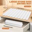 Stone Drying Mat for Kitchen Counter, Large Stone Dish Drying Mat Foldable Diatomaceous Earth Water Absorbing Mat for Dishes Bottles Cups Match Any Countertop White 24" x 16"