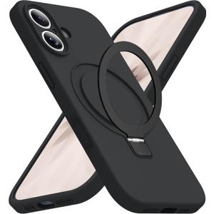 SKYLMW Compatible with iPhone 17 Case with Magnetic Invisible Stand Compatible with Mag-Safe Military Drop Tested Shockproof Silicone iPhone 17 Phone Cases for Women Men 6.3"Black