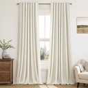 MIULEE Linen 100% Blackout Curtains 90 Inch Long 2 Panels, Back Tab Pleated Hook Belt Clip Rings Thermal Insulated Drapes for Bedroom Living Room Beige Natural Farmhouse Black Out Window Curtains
