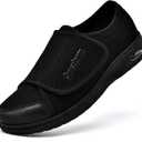 Women's Wide Shoes with Adjustable Lightweight for Diabetic Edema Plantar Fasciitis Bunions Arthritis Swollen Feet Air Cushion Bottom Fattening and Widening Elderly Shoes (7.5, Black)