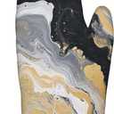 Oven Mitt and Pot Holders Sets - Marble Kitchen Mitts Decorative Marbling Oven Gloves Stones Hot Pads Set of 2 for Cooking BBQ Baking Grilling (Black White Yellow Marble)