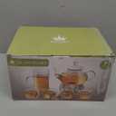 2IN1 Glass Tea Sets for Adults  Includes Glass Teapot and Mug with Infuser, Warmer Base, 4 Double Wall Glass Tea Cup  for Both Personal and Gathering Tea Time, Gifts for Tea Lovers