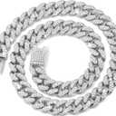 Cuban Link Dog Collar Gold Silver Color Metal Dog Chain Collar Cuban Diamond Chain Pet Collars for Dogs Cats Jewelry 8/10/14/16/18/20/24/28 Inch (18inch, Silver)