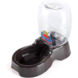 Flexzion Automatic Gravity Pet Waterer for Cat & Dog - Non-Skid & Easy-Clean Auto Replenish Water Dispenser Drinking Bowl (1/4 Gallon/ 900ml), Black